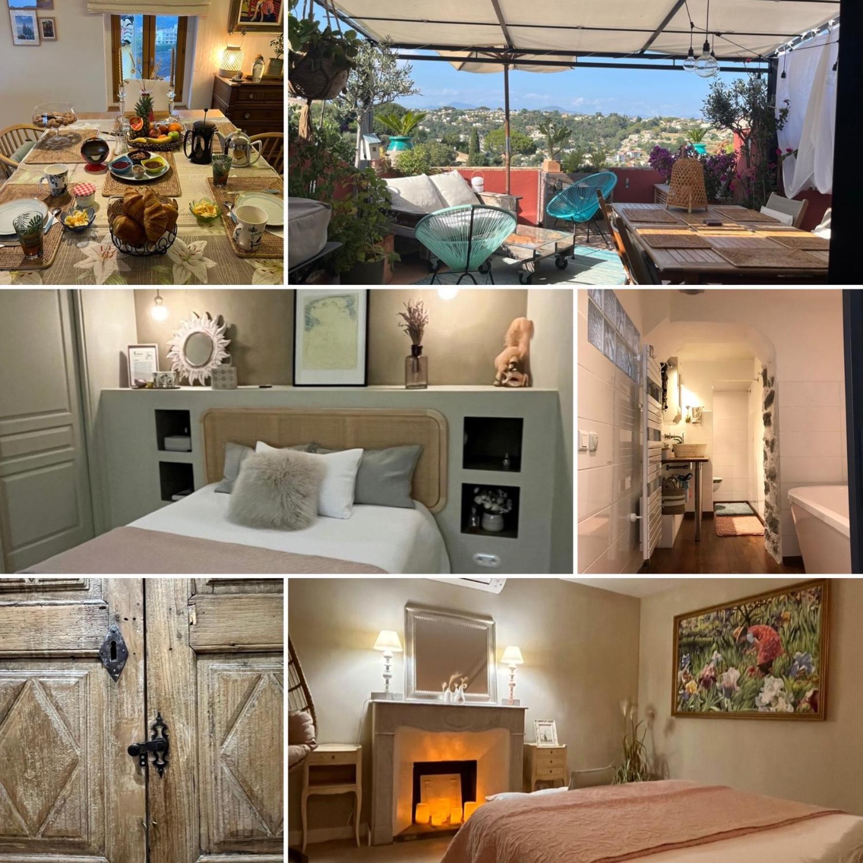 Bed & Breakfast Les Hauts De Cagnes Vue Mer Et Montagne Apartment Luaran gambar